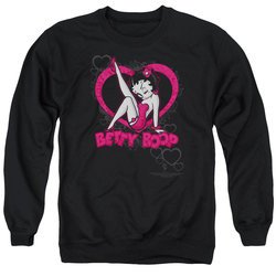 Betty Boop Sweatshirt Scrolling Hearts Adult Black Sweat Shirt