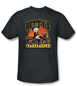 Betty Boop T-shirt Betty's Motorcycles Adult Charcoal Tee
