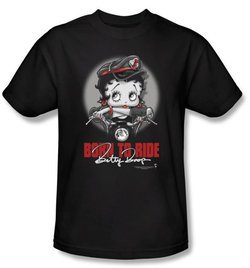Betty Boop T-shirt Born To Ride Adult Black Tee