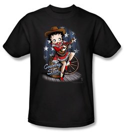 Betty Boop T-shirt Country Star Adult Black Tee