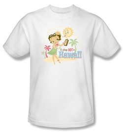 Betty Boop T-shirt Hot In Hawaii Adult White Tee