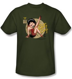 Betty Boop T-shirt Nose Art Adult Military Green Tee
