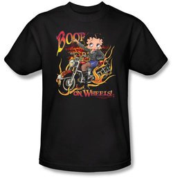 Betty Boop T-shirt On Wheels Adult Black Tee