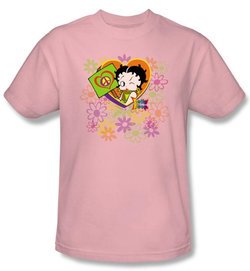 Betty Boop T-shirt Peace Love and Boop Adult Pink Tee