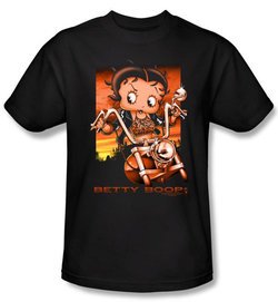 Betty Boop T-shirt Sunset Rider Adult Black Tee