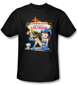 Betty Boop T-shirt Welcome Las Vegas Adult Black Tee