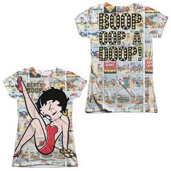 Betty Boop Vintage Strips Sublimation Juniors Shirt Front/Back Print