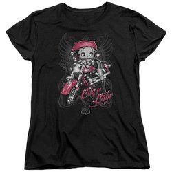 Betty Boop Womens Shirt Biker Babe Black T-Shirt