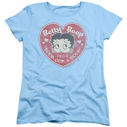 Betty Boop Womens Shirt Fan Club Heart Light Blue T-Shirt