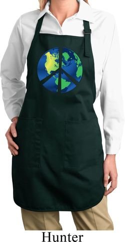 Blue Earth Peace Ladies Full Length Apron with Pockets