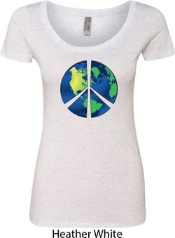 Blue Earth Peace Ladies Scoop Neck Shirt