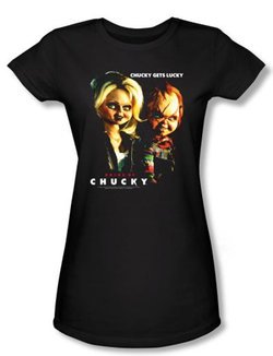 Bride Of Chucky Juniors T-shirt Movie Chucky Get Lucky Black Tee Shirt