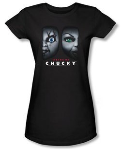Bride Of Chucky Juniors T-shirt Movie Happy Couple Black Tee Shirt