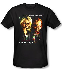 Bride Of Chucky T-shirt Movie Chucky Gets Lucky Black Slim Fit Shirt