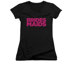 Bridesmaids Shirt Juniors V Neck Logo Black Tee T-Shirt