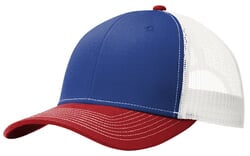 Click to get C112 Port Authority Snapback Trucker Cap  Patriot Blue Flame Red White