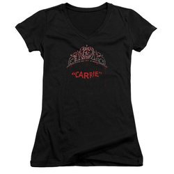 Carrie Juniors V Neck Shirt Prom Queen Black T-Shirt