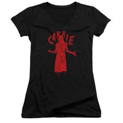 Carrie Juniors V Neck Shirt Silhouette Black T-Shirt