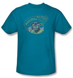 Catwoman Kids T-shirt Meow Catwoman Turquoise Tee Youth