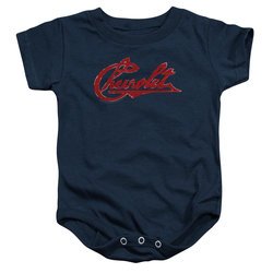 Chevy Baby Romper Distressed Script Navy Infant Babies Creeper