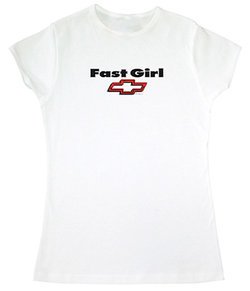 Chevy Bowtie Ladies T-Shirt - Fast Girl Fitted White Tee