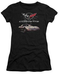 Chevy Juniors Shirt Corvette Checkered Past Black T-Shirt