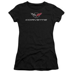 Chevy Juniors Shirt Corvette Emblem Black T-Shirt