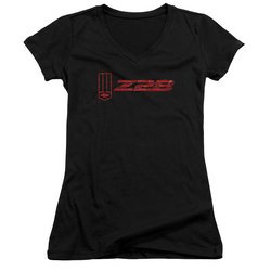 Chevy Juniors V Neck Shirt Camaro Z28 Logo Black T-Shirt