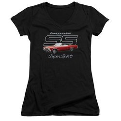 Chevy Juniors V Neck Shirt Impala SS Black T-Shirt