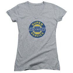 Chevy Juniors V Neck Shirt Super Service Athletic Heather T-Shirt