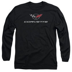 Chevy Long Sleeve Shirt Corvette Emblem Black Tee T-Shirt