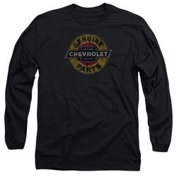 Chevy Long Sleeve Shirt Genuine Parts Distressed Sign Black Tee T-Shirt