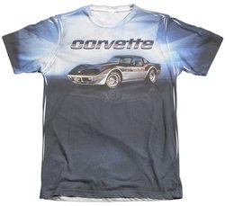 Chevy Shirt Blue Corvette Vette Check Flag Poly/Cotton Sublimation Shirt