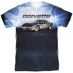 Chevy Shirt Blue Corvette Vette Check Flag Sublimation Shirt Front/Back Print