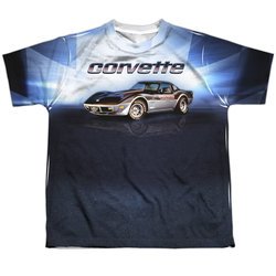 Chevy Shirt Blue Corvette Vette Check Flag Sublimation Youth Shirt