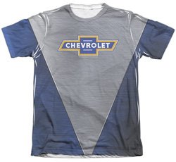 Chevy Shirt Chevrolet Shiny Bowtie Logo Poly/Cotton Sublimation Shirt Front/Back Print