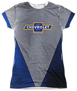 Chevy Shirt Chevrolet Shiny Bowtie Logo Sublimation Juniors Shirt Front/Back Print