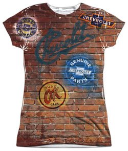 Chevy Shirt Chevrolet Shop Wall Sublimation Juniors Shirt Front/Back Print