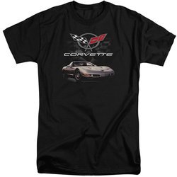 Chevy Shirt Corvette Checkered Past Tall Black T-Shirt