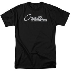 Chevy Shirt Corvette Sting Ray Chrome Logo Black T-Shirt