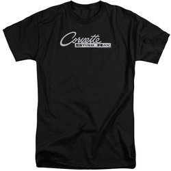 Chevy Shirt Corvette Sting Ray Chrome Logo Tall Black T-Shirt