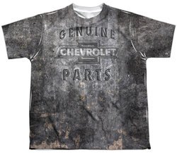 Chevy Shirt Genuine Parts Metal Bowtie Sublimation Youth Shirt Front/Back Print