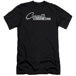 Chevy Slim Fit Shirt Corvette Sting Ray Chrome Logo Black T-Shirt