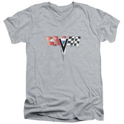 Chevy Slim Fit V-Neck Shirt 2ND Gen Vette Nose Emblem Athletic Heather T-Shirt