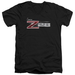 Chevy Slim Fit V-Neck Shirt Camaro Z28 Logo Black T-Shirt