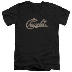 Chevy Slim Fit V-Neck Shirt Script Black T-Shirt