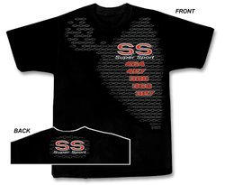 Chevy SS T-Shirt - Super Sport Muscle Car Adult Black Tee