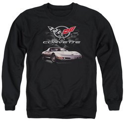 Chevy Sweatshirt Corvette Checkered Past Adult Black Sweat Shirt