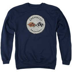 Chevy Sweatshirt Corvette Old Vette Logo Adult Navy Blue Sweat Shirt