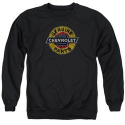 Chevy Sweatshirt Genuine Parts Distressed Sign Adult Black Sweat Shirt